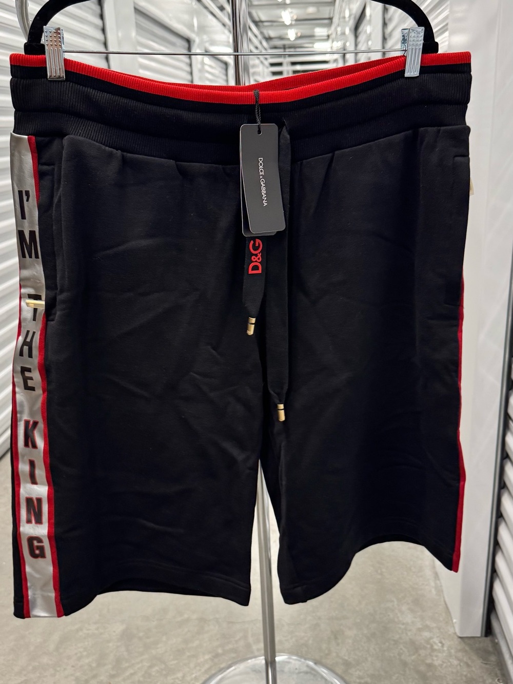 Dolce & Gabbana Black Shorts with Red Trim and Side Logo